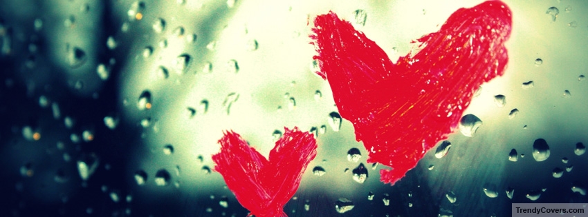 Hearts In Rain Drops Facebook Cover