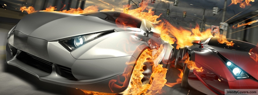 Burning Car Race Facebook Cover